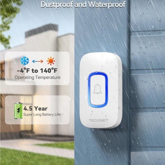 NIB NEW! White Wireless Doorbell with LED Light New in Box Security Door Bell - Picture 8 of 12